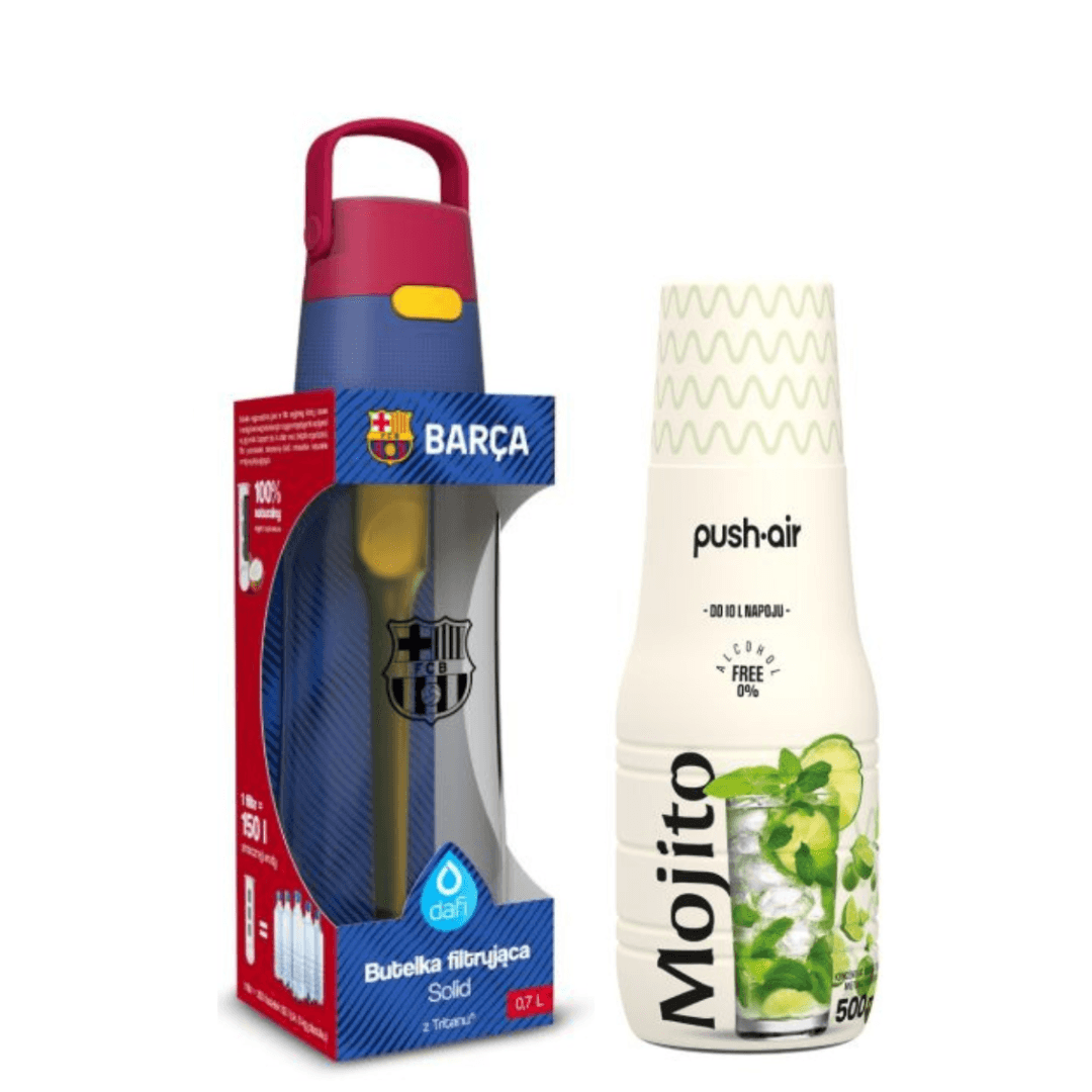 Bouteille filtrante Dafi SOLID 0,7 FC Barcelone + sirop MOJITO