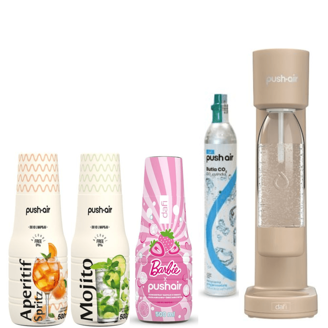 PUSHAIR Dafi Cappuccino Water Saturator + CO2 Cartridge + 0.7 Bottle + 3 Dafi Syrups