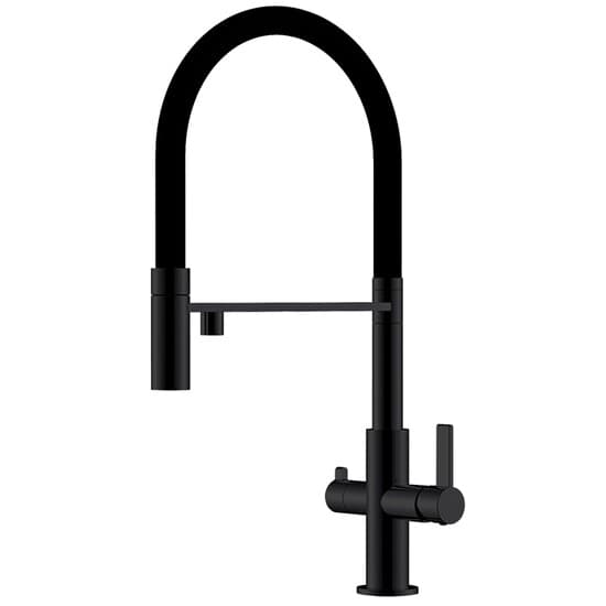 Robinet d’évier à trois voies avec douche extractible Helika Soifos 7763 (noir mat)