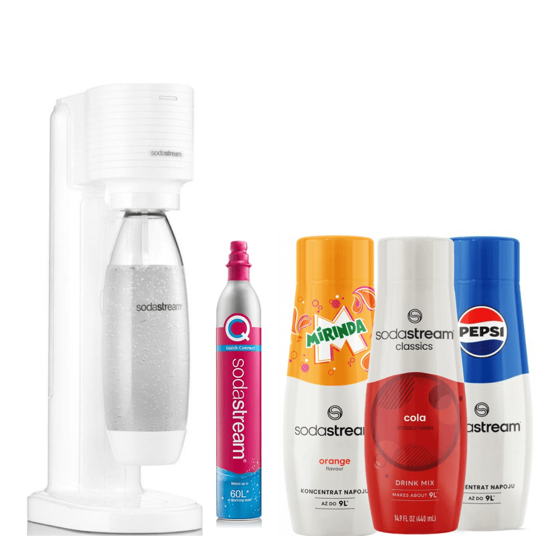 GAIA White – Machine à Eau Pétillante + 3 Sirops SodaStream
