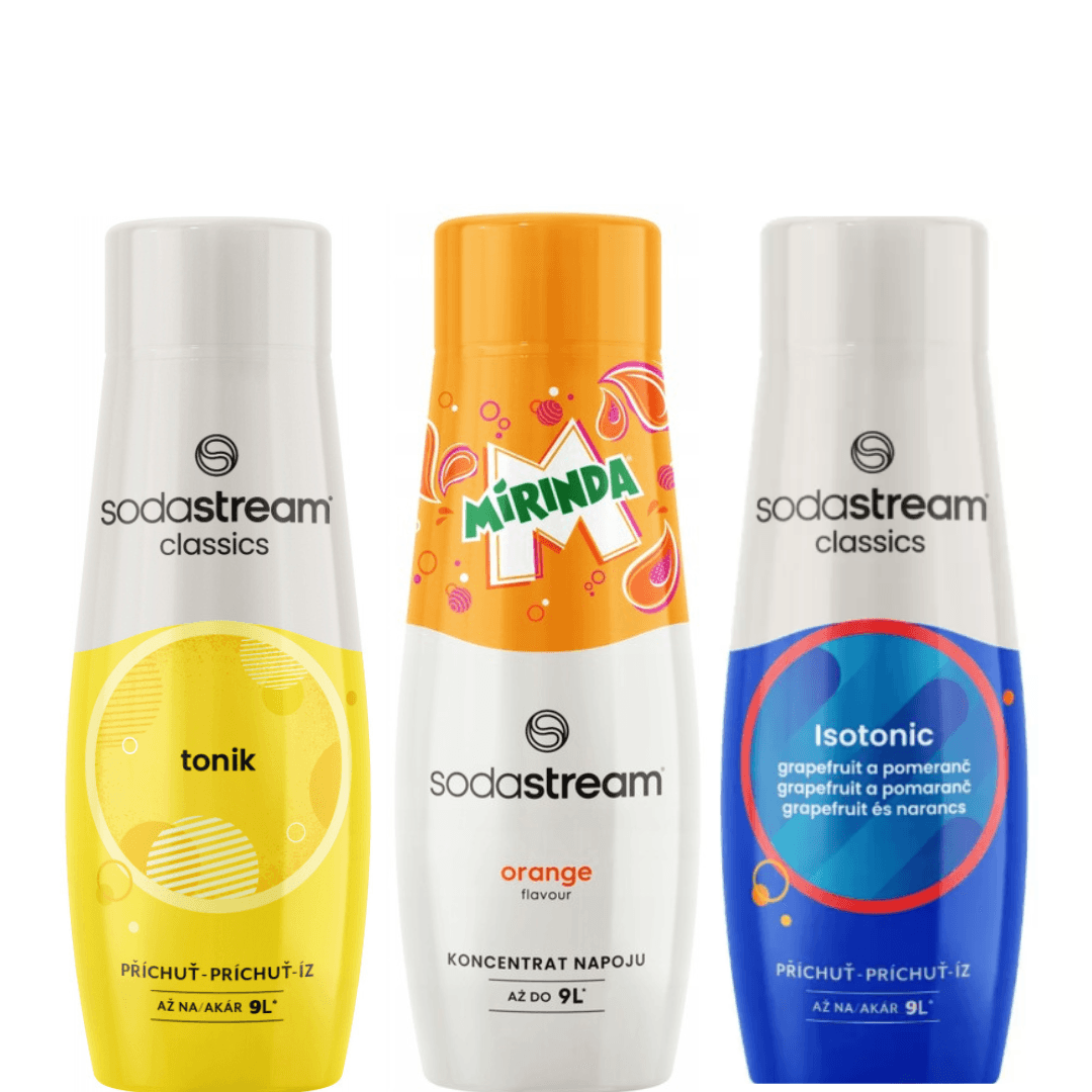 3 x SodaStream ISOTONIC + TONIK+MIRINDA Sirops