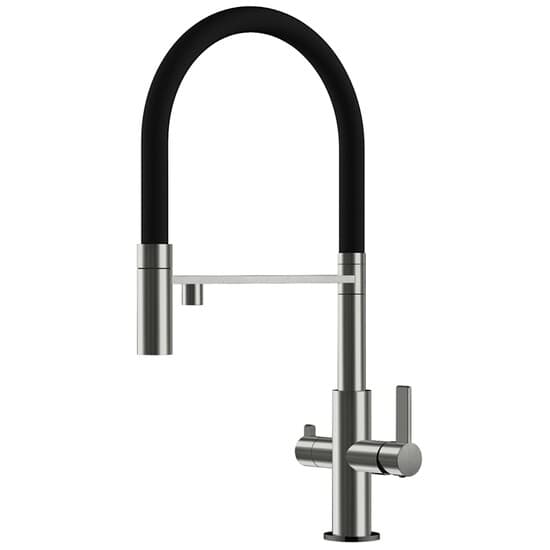 Robinet d’évier à trois voies avec douche extractible Helika Soifos 7763 (Graphite brillant)