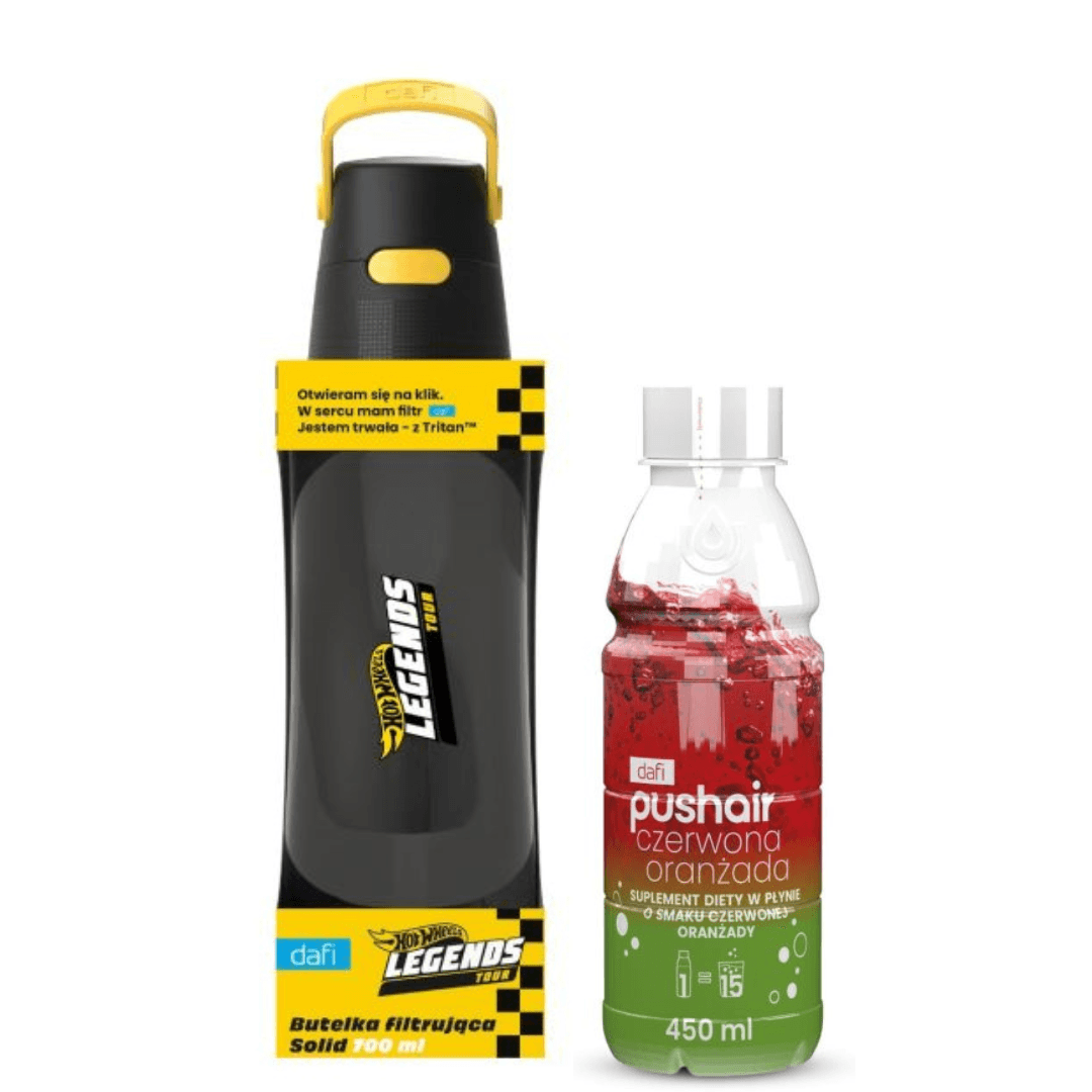 Bouteille filtrante Dafi SOLID HOT WHEELS 0,7 l + Sirop Orangeade Rouge