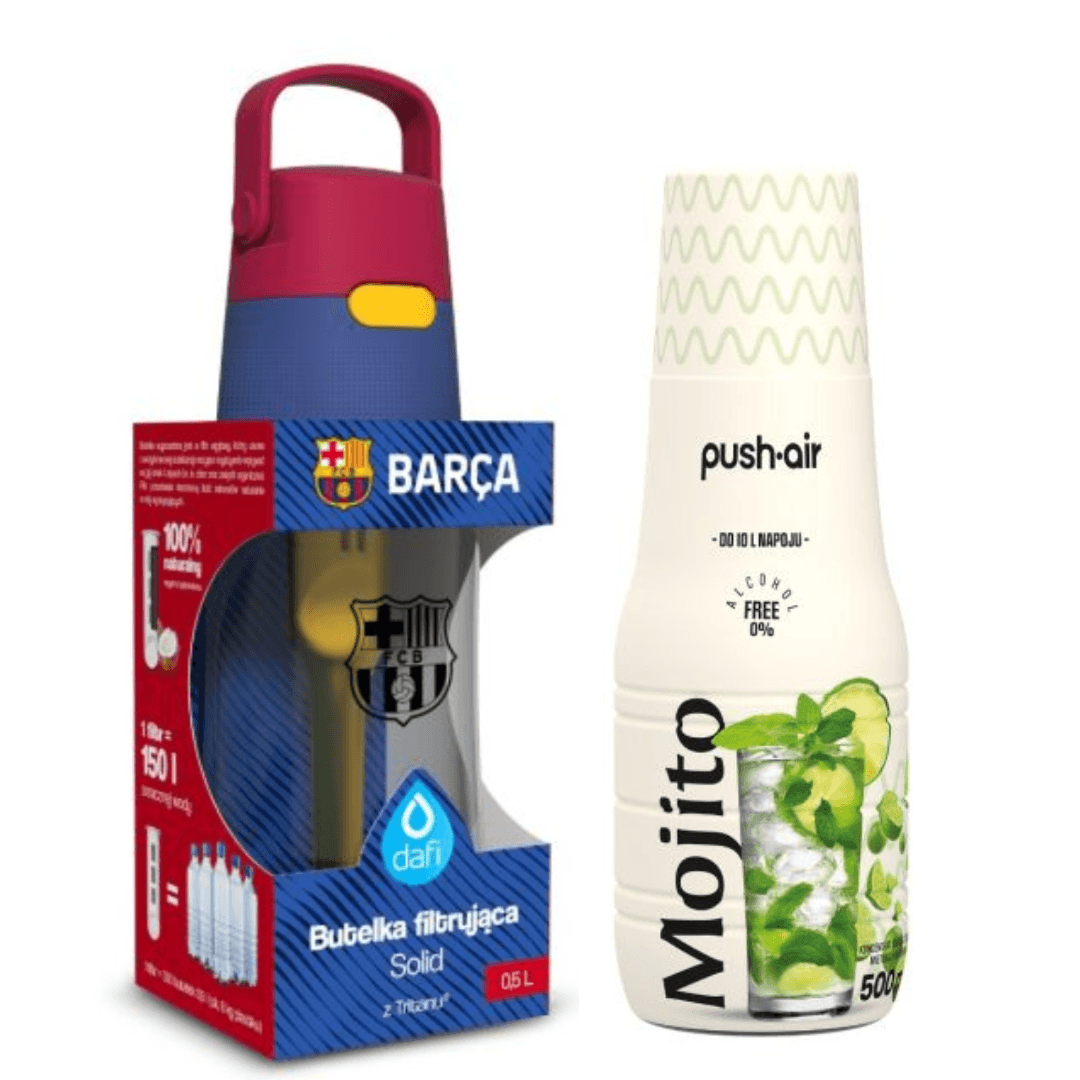 Bouteille filtrante Dafi Solid 0,5 L FC Barcelona + sirop Mojito