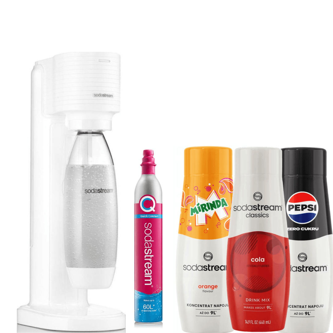 SodaStream GAIA White Machine à eau pétillante + 3 sirops
