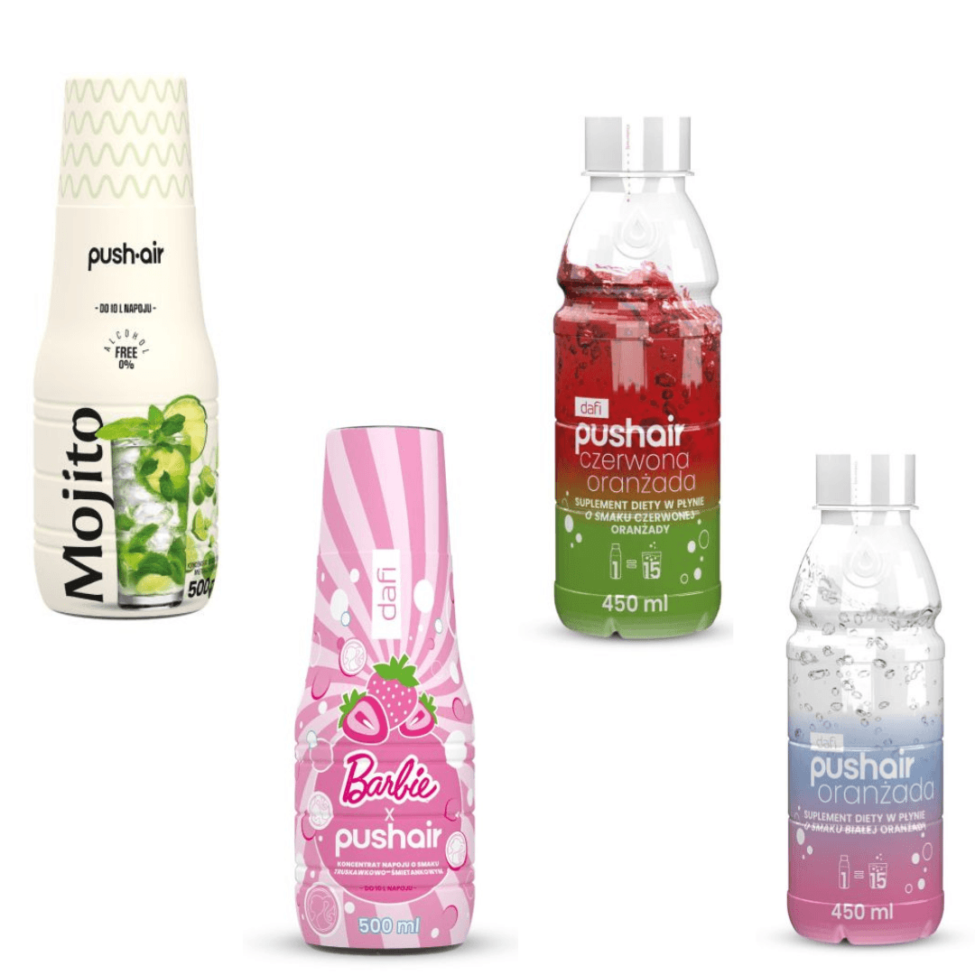 4× Dafi Mojito + Barbie + Orangeade rouge + Orange blanche sirops