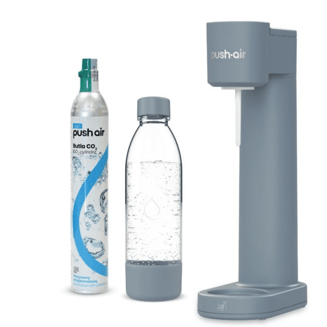 Saturateur d'eau PUSHAIR Dafi en acier + cartouche de CO2 + bouteille de 0,7 L