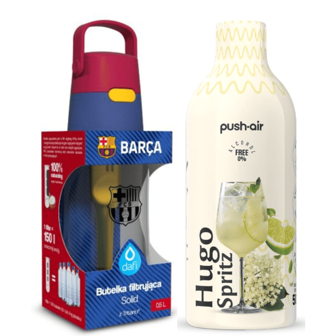 Bouteille filtrante Dafi Solid 0,5 l FC Barcelona + sirop Hugo Spiritz
