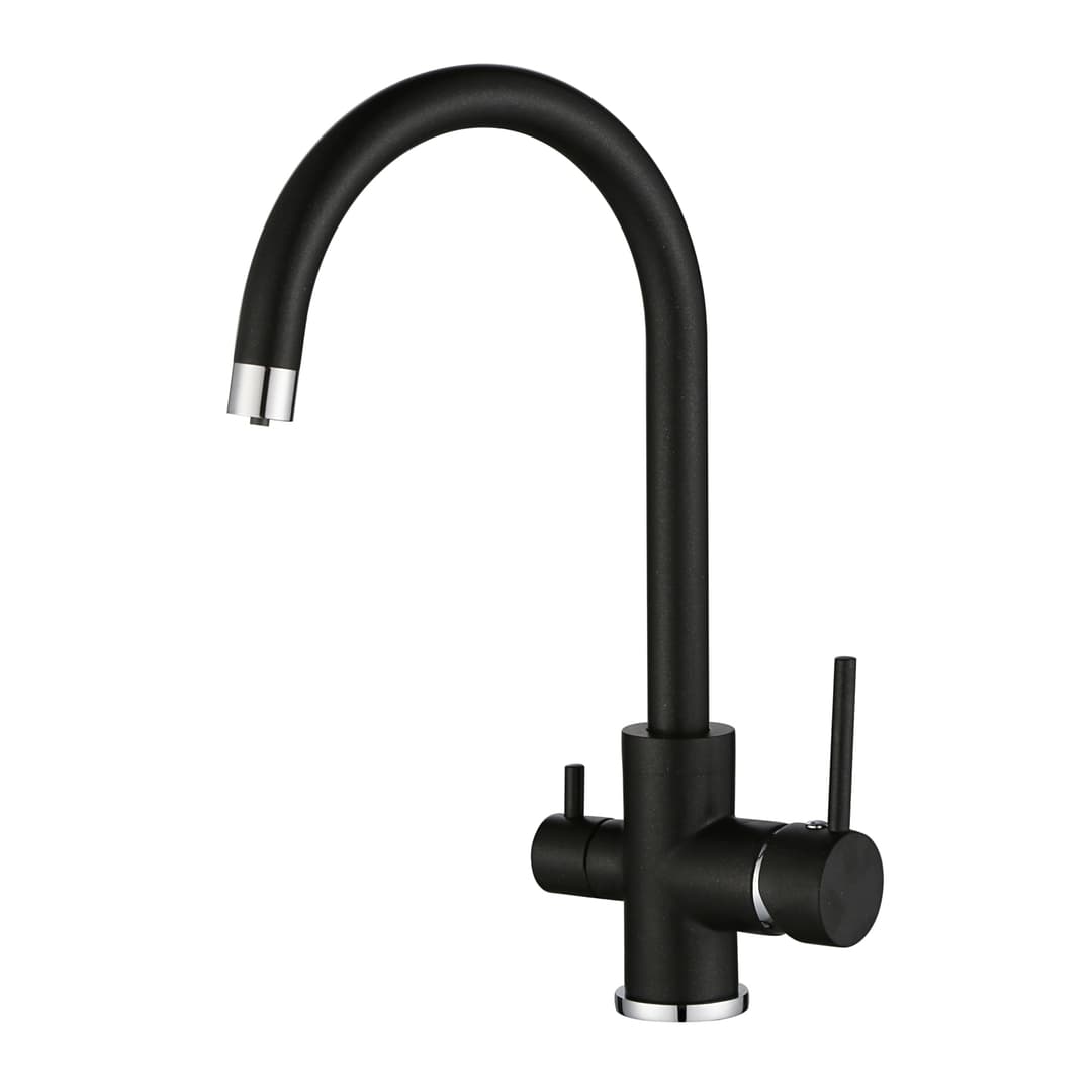 Robinet d’évier à trois voies Aquasanita Sabiaduo 2963 (noir métallisé)