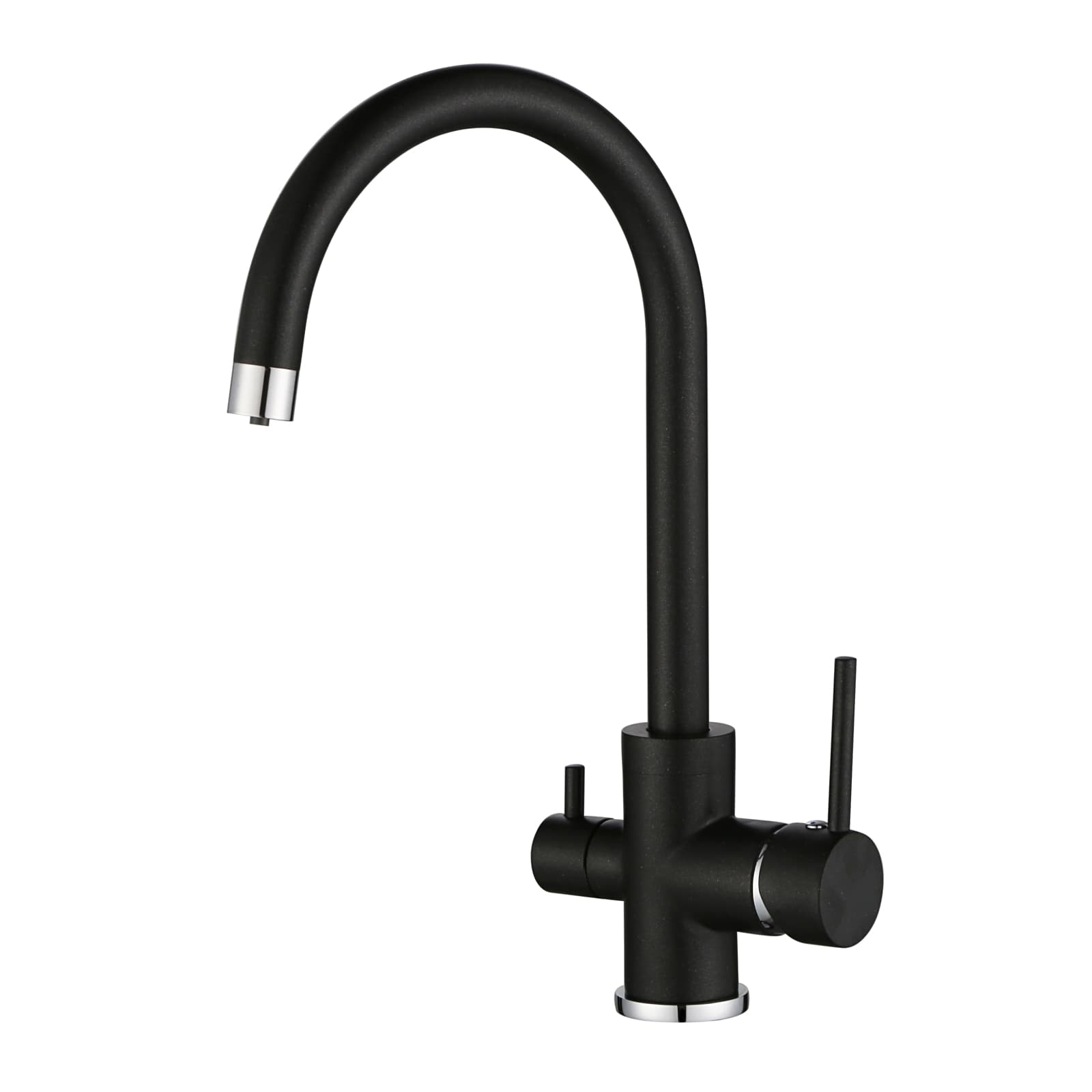 Robinet d’évier à trois voies Aquasanita Sabiaduo 2963 (noir métallisé)