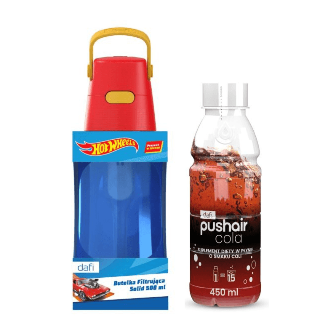 Bouteille filtrante Dafi SOLID HOT WHEELS 0,5 + Sirop Cola