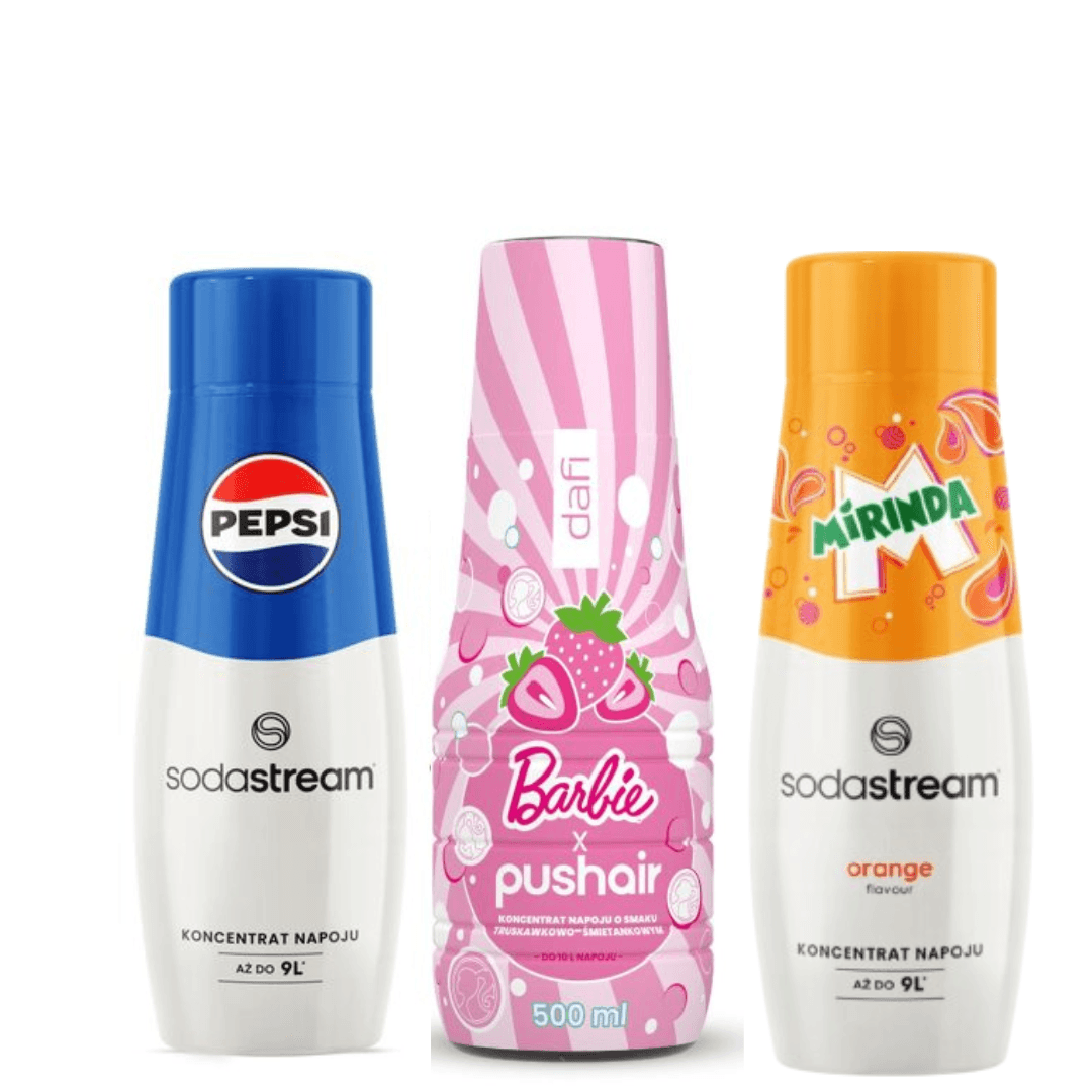 PUSHAIR BARBIE + SodaStream MIRINDA and PEPSI Syrups