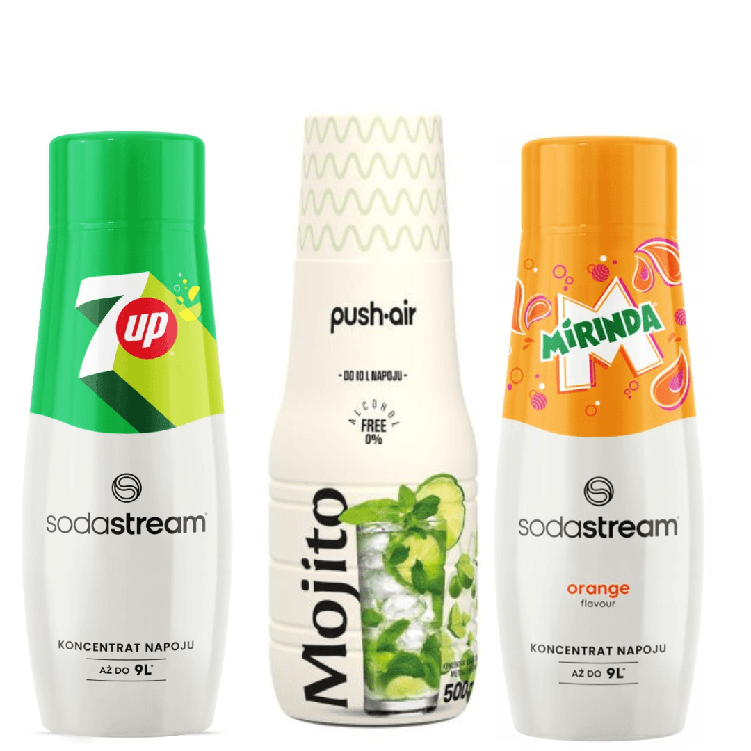 PUSHAIR MOJITO + SodaStream MIRINDA and 7 UP