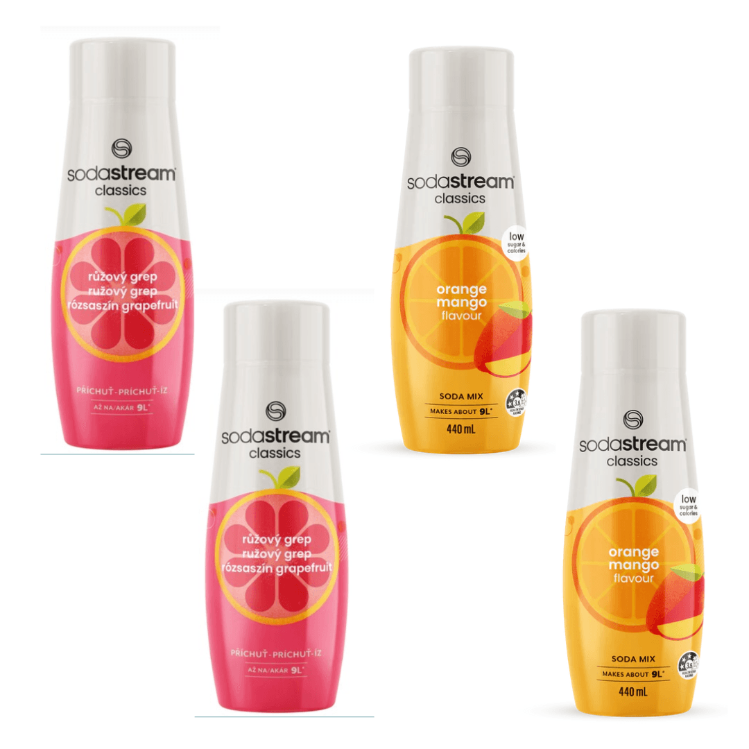 2x Orange-Mangue + 2x Pamplemousse Rose sirops