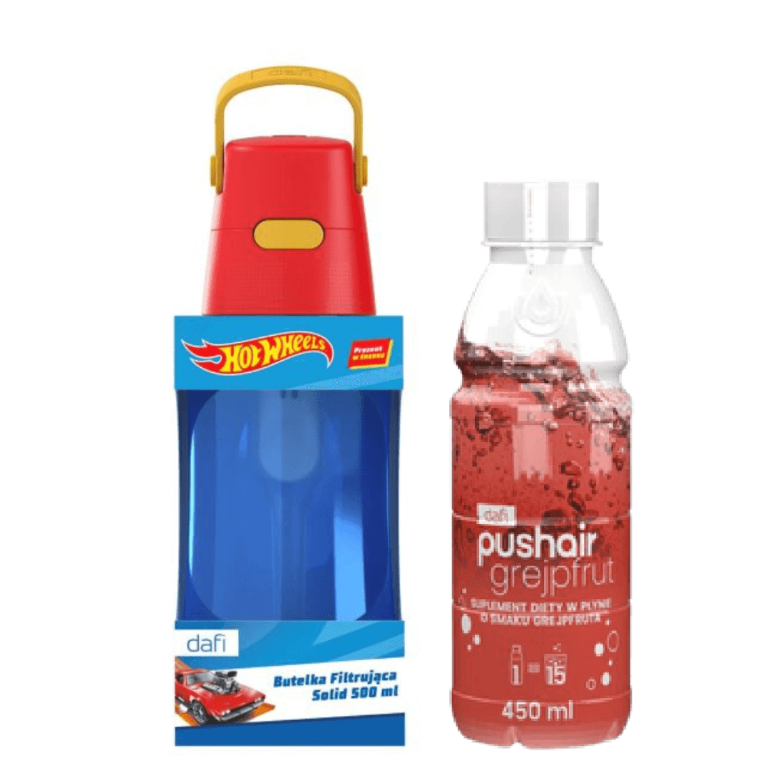 Bouteille filtrante Dafi SOLID HOT WHEELS 0,5 + Sirop de pamplemousse