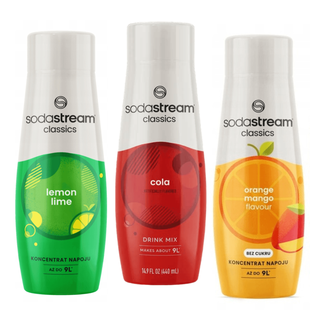 3x COLA + ORANGE-MANGO + CITRON-LIME sirops