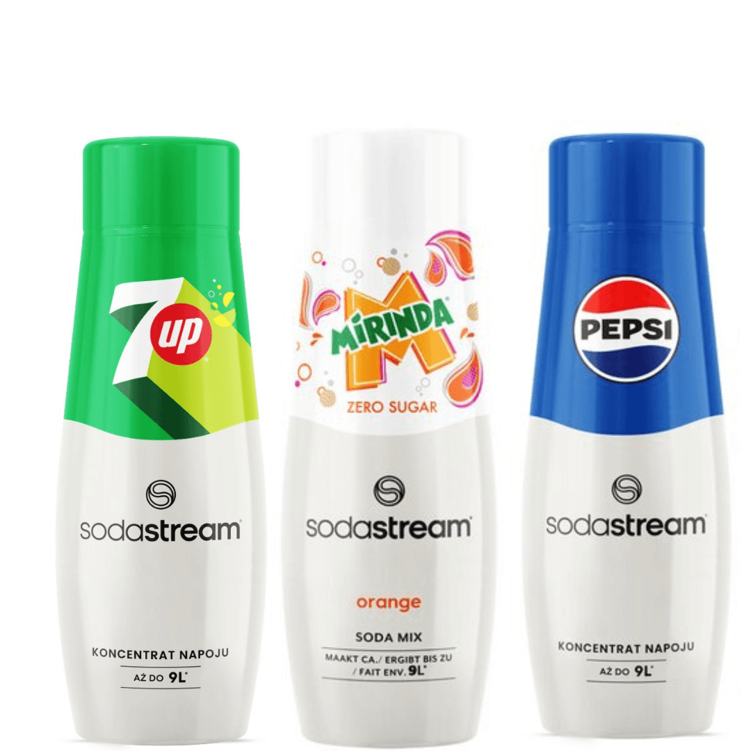 3x 7UP + PEPSI + MIRINDA ZERO syrups
