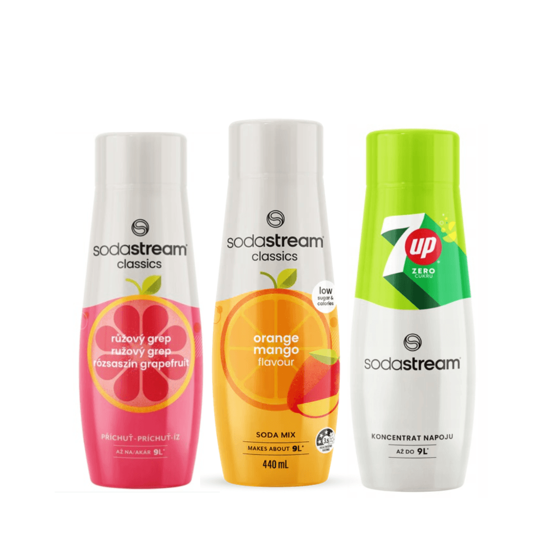 3x 7UP Zero + Orange Mangue + Pamplemousse Rose sirops