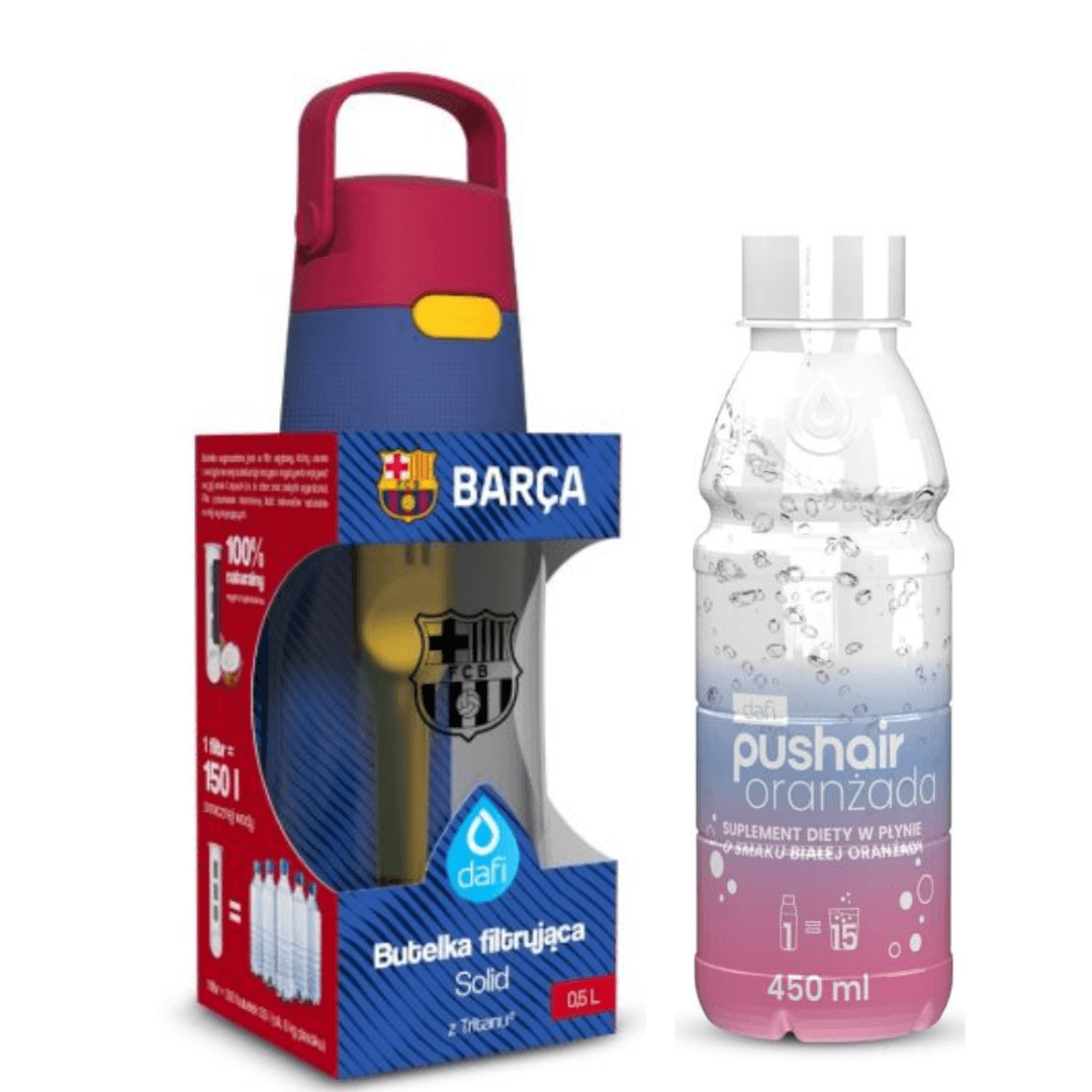 Dafi Solid 0,5 L bouteille filtrante FC Barcelone + Sirop d'orange blanche